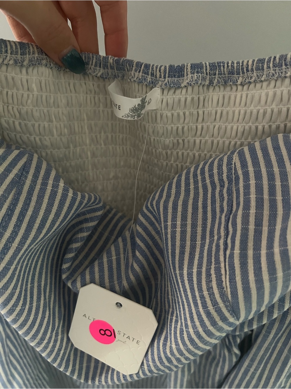 Altar'd State Blue and White Striped Strapless Sundress - Picture 5 of 6